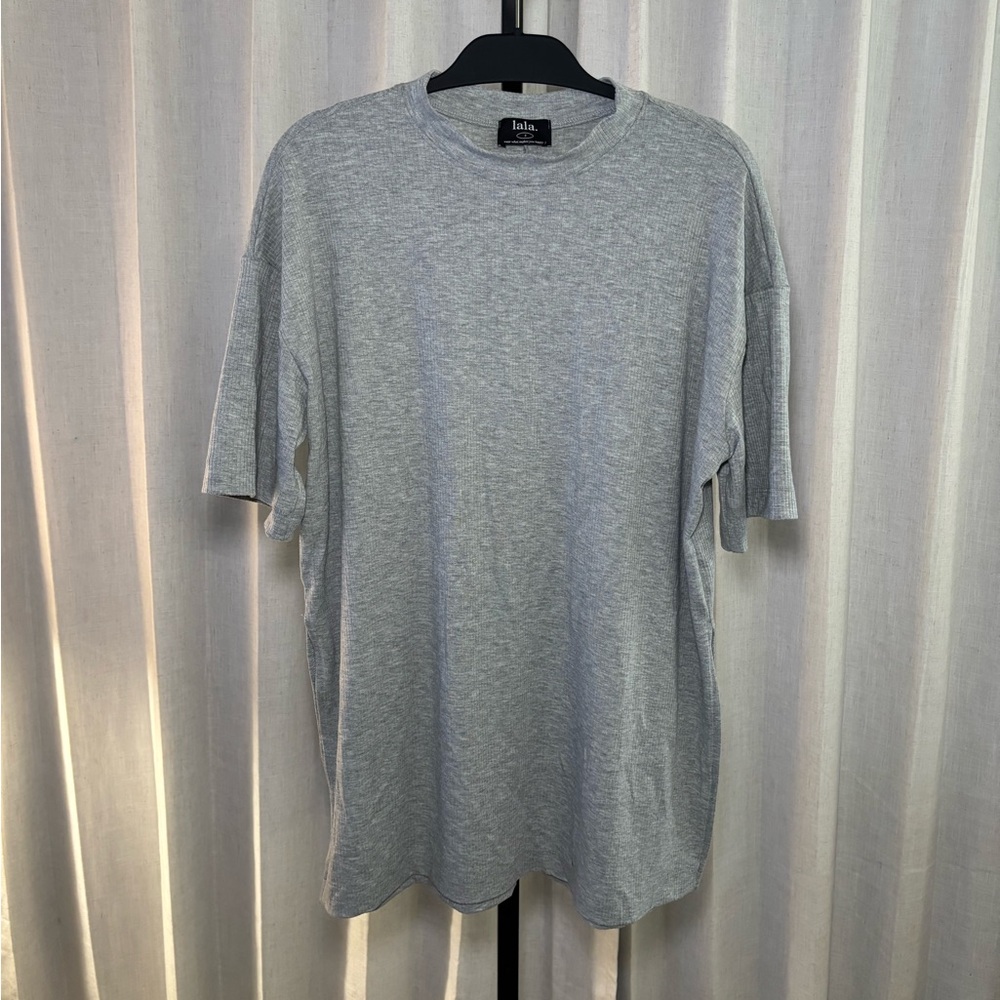 Gray Ribbed Oversized T-Shirt
